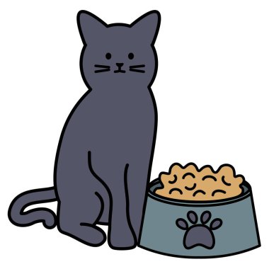 Yemek ile sevimli kedi maskot