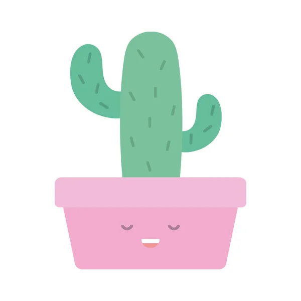 Cactu plant in pot kawaii karakter — Stockvector