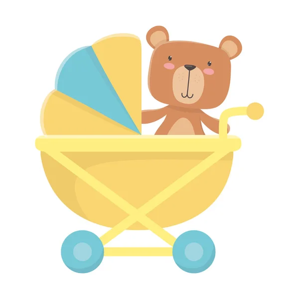 Bebek arabası ve oyuncak ayı tasarımı — Stok Vektör