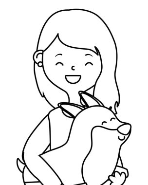 Köpek karikatür tasarımı ile kız