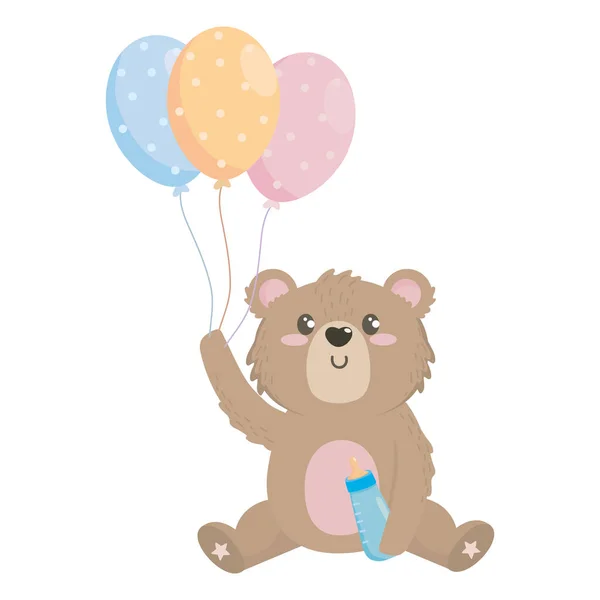Símbolo de chuveiro de bebê e design de urso — Vetor de Stock