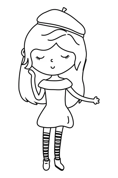 Adolescent fille dessin animé conception vectoriel illustrateur — Image vectorielle
