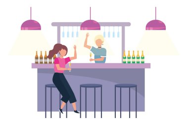 Bir bar tasarımı izole Oda