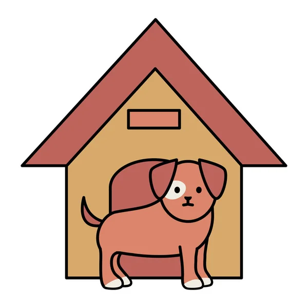 목조 주택과 사랑스러운 작은 개 — 스톡 벡터