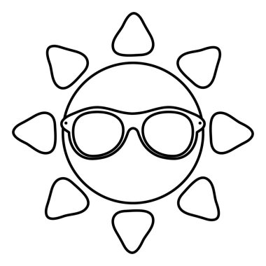 güneş gözlüğü Kawaii karakteri ile yaz güneşi