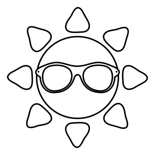 Sommersonne mit Sonnenbrille kawaii Charakter — Stockvektor