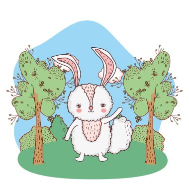 Kampta sevimli küçük tavşan karakteri