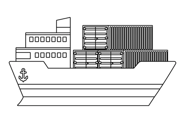 Cargo big ware ship cartoon — Stock Vector