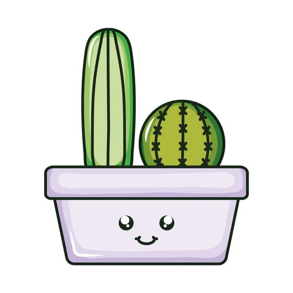 Cactus plantes en pots caractères kawaii — Image vectorielle