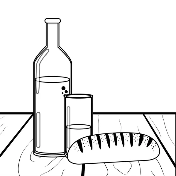 独立面包和瓶子设计 — 图库矢量图片