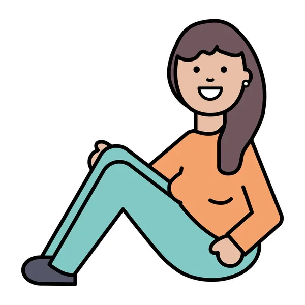 Feliz joven mujer sentado carácter — Archivo Imágenes Vectoriales