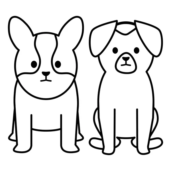 Little dogs adorables mascots characters — Stock Vector