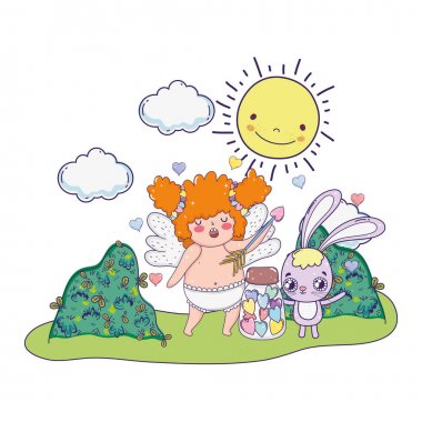 tavşan ile sevimli Cupid tombul kız