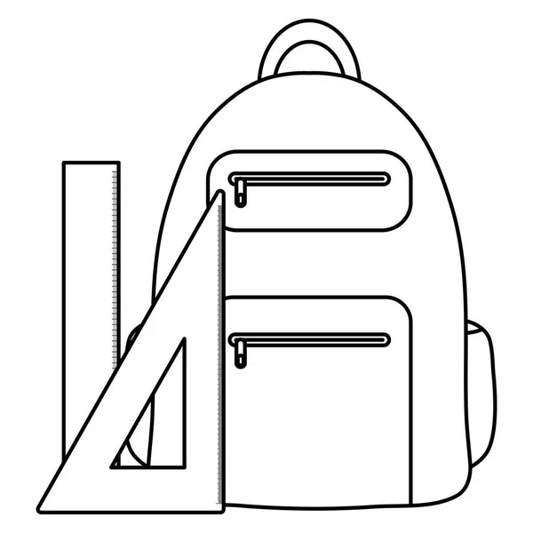 Kuralları ile Schoolbag okul malzemeleri — Stok Vektör