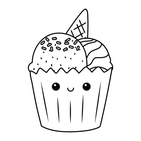 Cupcake postre dibujo animado diseño vector ilustración — Vector de stock