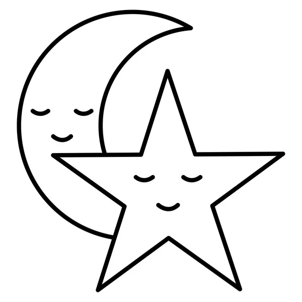 月と星の夜可愛い漫画のキャラクター — ストックベクタ