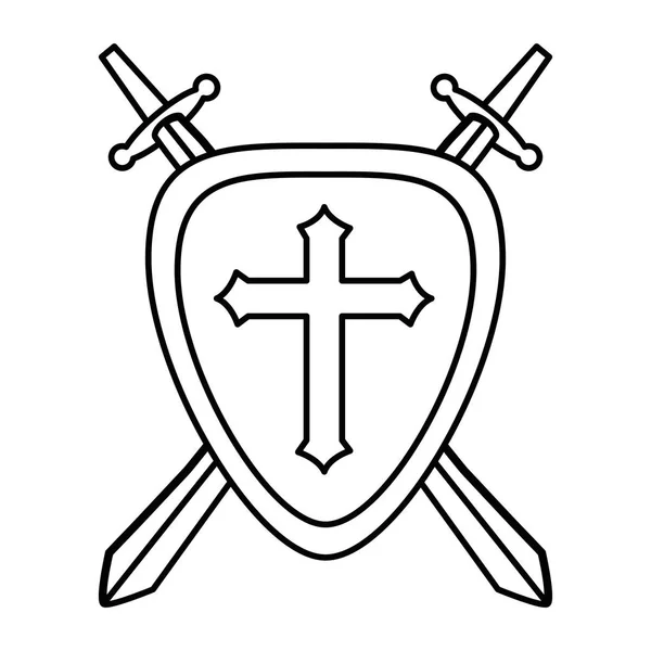 İzole kalkan ve kılıç tasarımı — Stok Vektör
