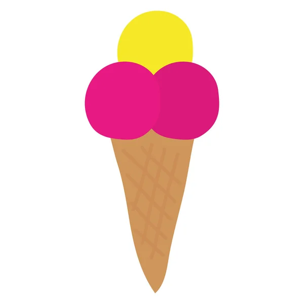 Delicious ice cream in cone — Stock Vector