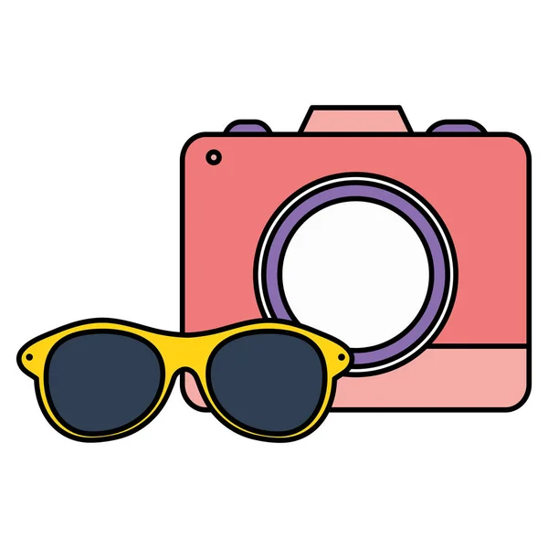 Cámara fotográfica con gafas de sol de verano — Archivo Imágenes Vectoriales