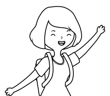 Genç kız karikatür tasarım vector Illustrator