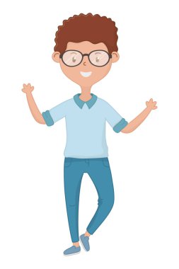 Genç çocuk karikatür tasarım vektör illüstrasyon