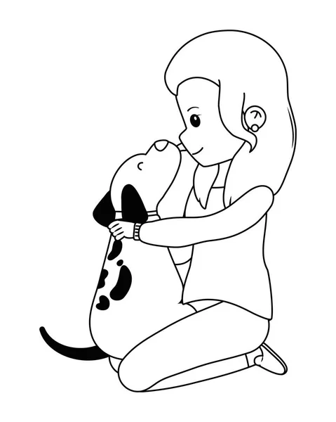 女孩与狗卡通设计 — 图库矢量图片