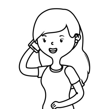 Akıllı telefon tasarımı ile kadın karikatür