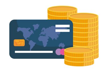 Sikke ve kart tasarım vektör illüstrasyon