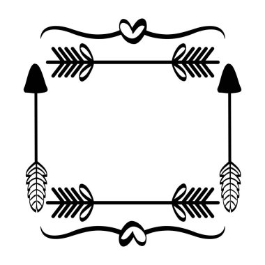 Hearts dekoratif Boho tarzı ile kare çerçeve