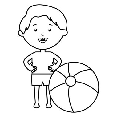 Mayo ve balon plaj ile küçük çocuk