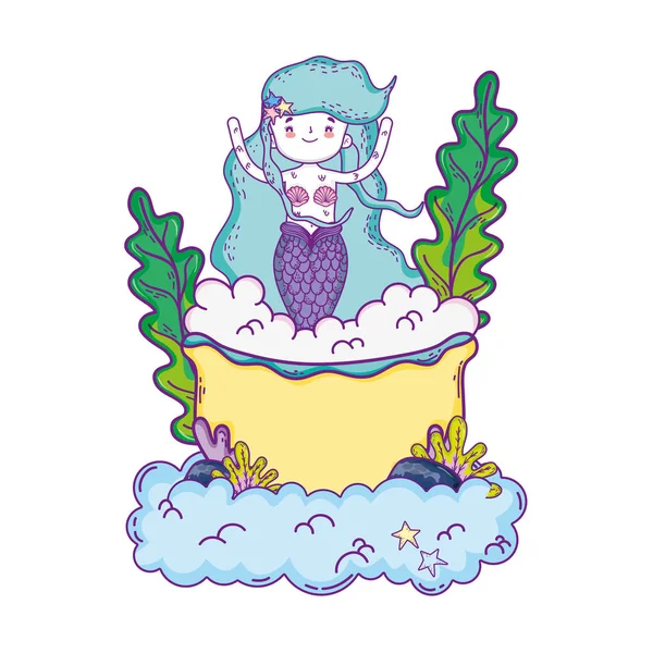 Niedliche Meerjungfrau in Badewanne Charakter — Stockvektor