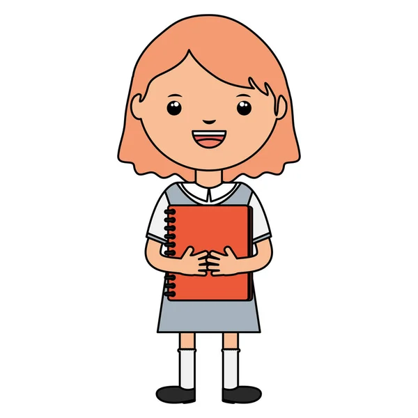 Cute Little student Girl z notebookiem — Wektor stockowy