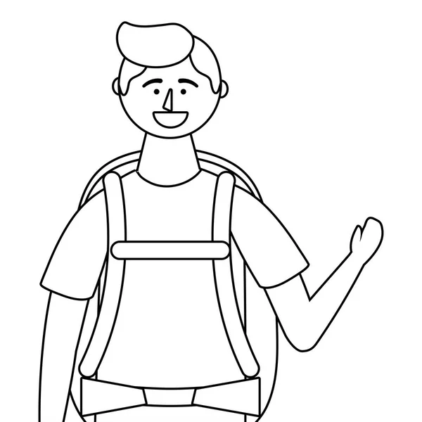 Caricature de garçon touristique avec design de sac — Image vectorielle