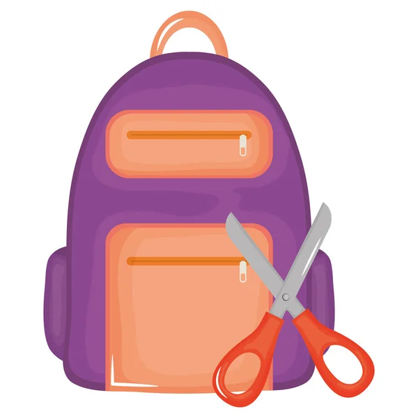 スクールバッグ用品を持つはさみ学校 — ストックベクタ