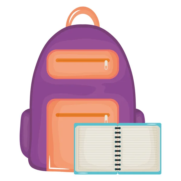 Notebook School Supply med Schoolbag — Stock vektor