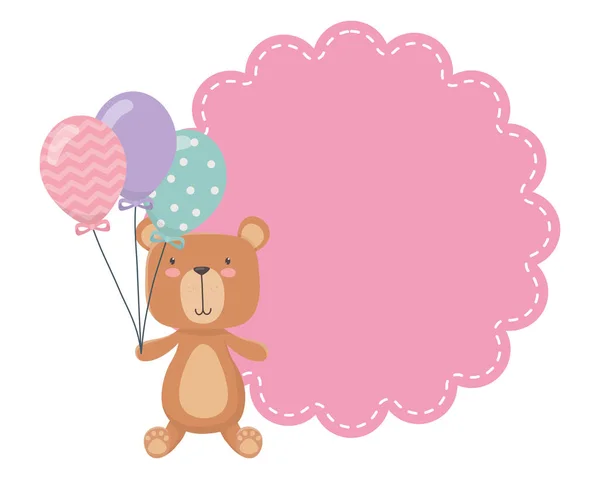 Medvídek a design balónků — Stockový vektor