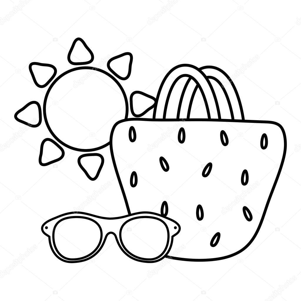 handbag female with sunglasses and summer sun