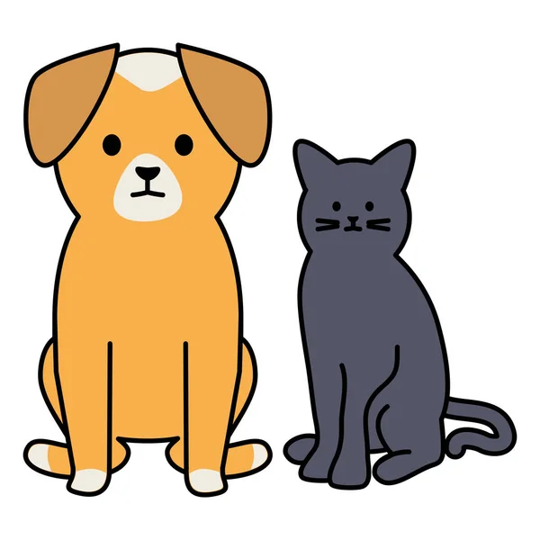 Lindo gato y perro mascotas adorables personajes — Vector de stock