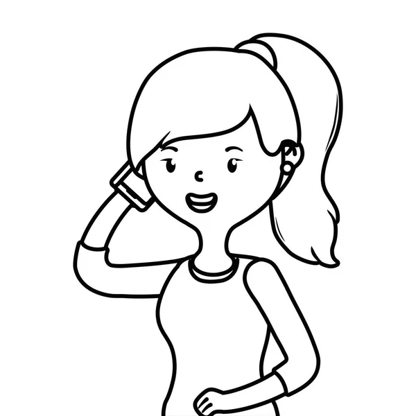 Dibujos animados mujer con diseño de teléfonos inteligentes — Vector de stock
