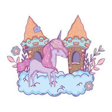 bulutlar kale ile güzel küçük Unicorn