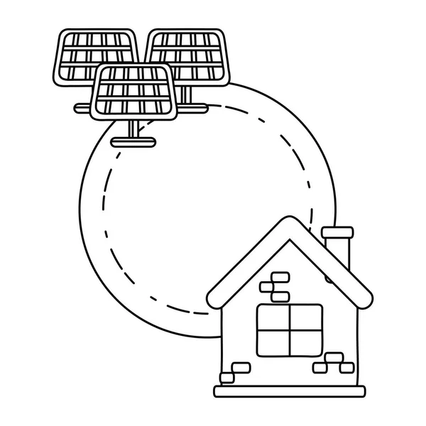 Maison isolée et conception de panneaux solaires — Image vectorielle