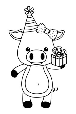 Mutlu Doğum simgesi tasarımı ile hayvan karikatür