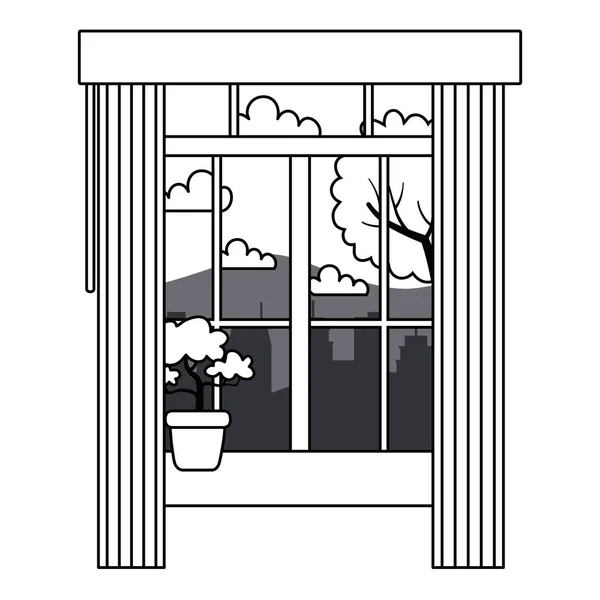Αρχική παράθυρο και σχεδίαση τοπίου διανυσματικό εικονογράφο — Διανυσματικό Αρχείο