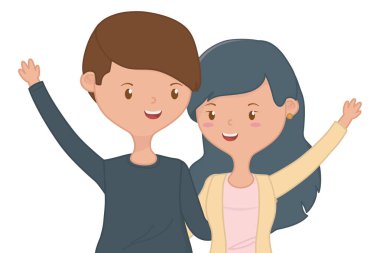 Genç çocuk ve kız karikatür tasarım