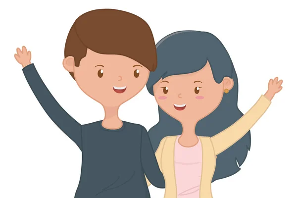 Adolescente niño y niña diseño de dibujos animados — Vector de stock