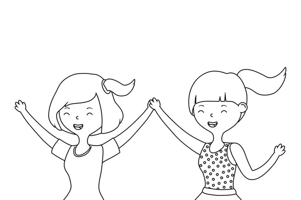 Teenager ragazze cartoni animati disegno vettore illustratore — Vettoriale Stock