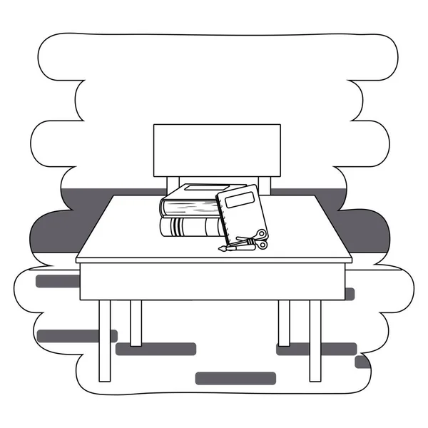 Design von Schreibtisch und Schulmaterialien — Stockvektor