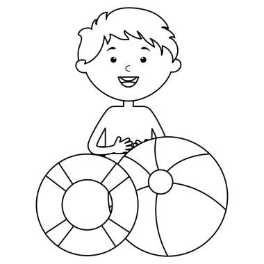 float ve balon plaj ile küçük çocuk