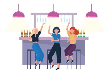 Bir bar tasarımı izole Oda