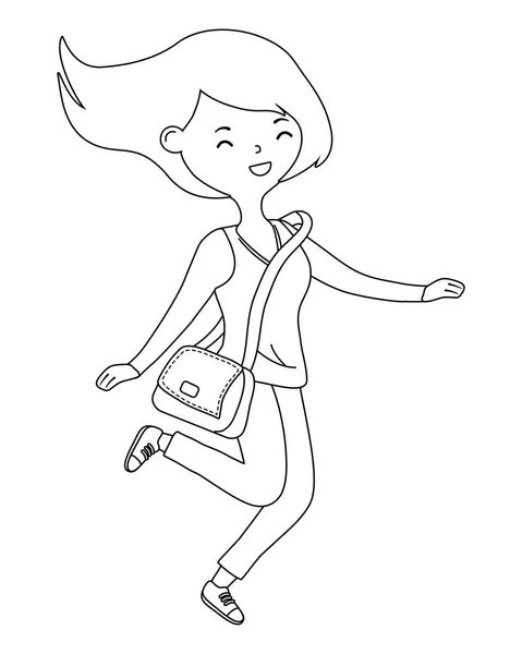 Chica adolescente ilustrador vector de diseño de dibujos animados — Vector de stock